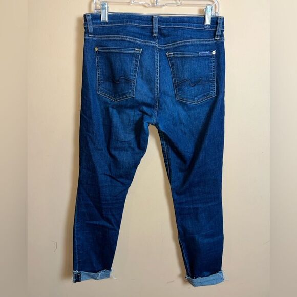 7 for All Mankind Size 29 Distressed Ankle Guenevere Cropped Jeans - Picture 5 of 8